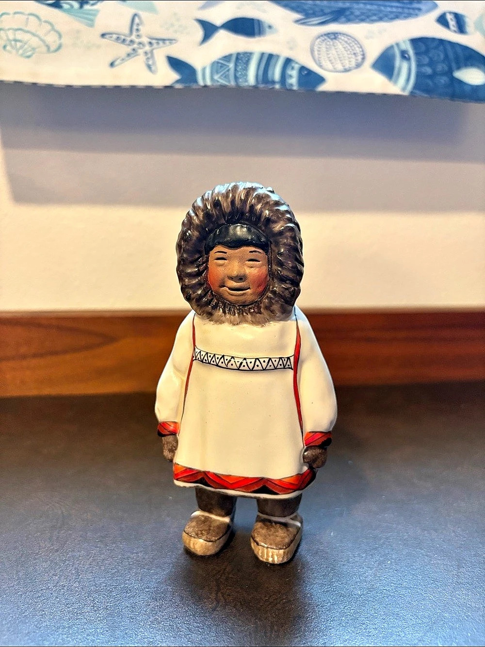 C. Alan Johnson Kaipuk Inuit-Inspired Figurine Sculpture Figurine White & Brown